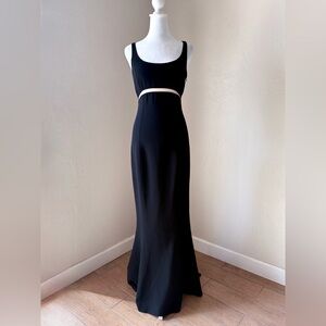 Michael Kors Collection Black Wool Blend Sheer Cut Out Mermaid Gown Maxi Dress 2